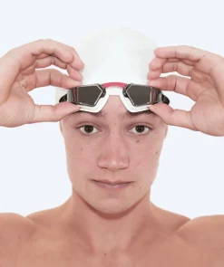 New Watery konkurrence svømmebriller - Brooks Mirror - Hvid/sølv