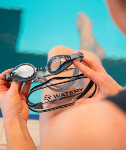 Best Watery langsynede svømmebriller med styrke til voksne - (+2.0) – (+4.5) - Ridley - Blå