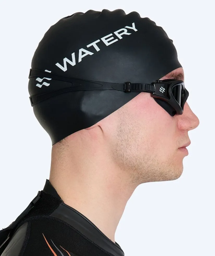 Clearance Watery nærsynede svømmebriller med styrke til voksne - (-2.0) – (-6.0) - Raven Active - Sort (Smoke linse)