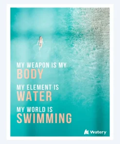 Clearance Watery svømmeplakat - My World is Swimming