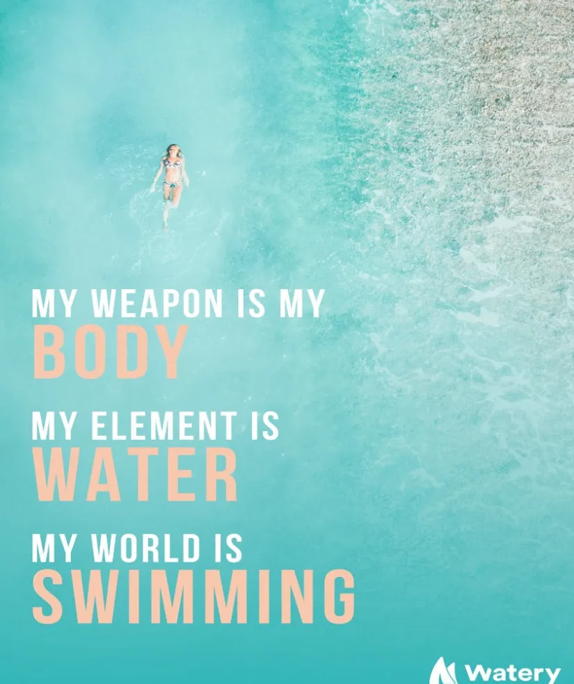 Clearance Watery svømmeplakat - My World is Swimming