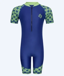 Hot Watery UV-dragt til børn - Athena Kortærmet Rashguard - Grøn/mørkeblå