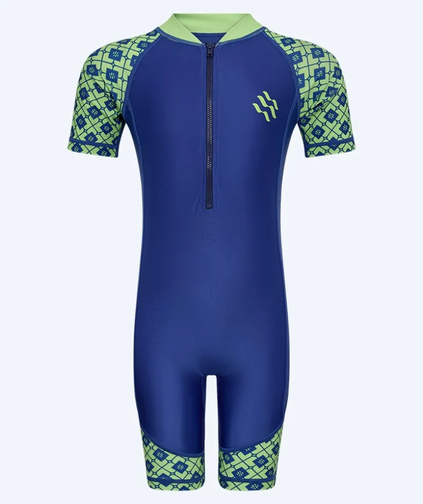 Hot Watery UV-dragt til børn - Athena Kortærmet Rashguard - Grøn/mørkeblå