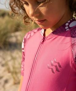 Clearance Watery UV-dragt til børn - Athena Kortærmet Rashguard - Pink
