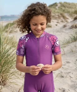 Online Watery UV-dragt til børn - Athena Kortærmet Rashguard - Lilla