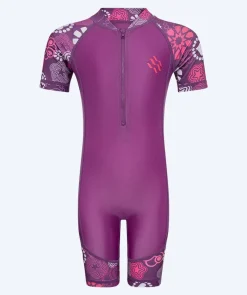 Online Watery UV-dragt til børn - Athena Kortærmet Rashguard - Lilla