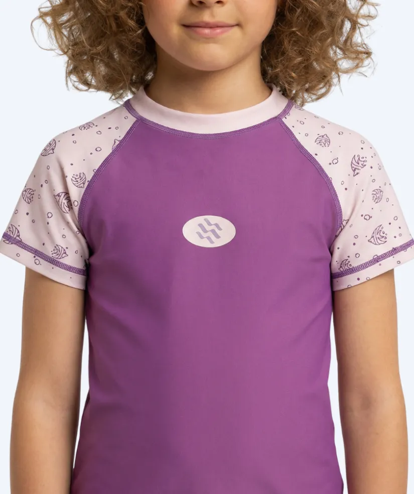 New Watery UV-trøje til børn - Brandman Kortærmet Rashguard - Pink/lilla