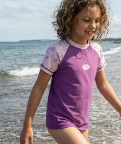 New Watery UV-trøje til børn - Brandman Kortærmet Rashguard - Pink/lilla