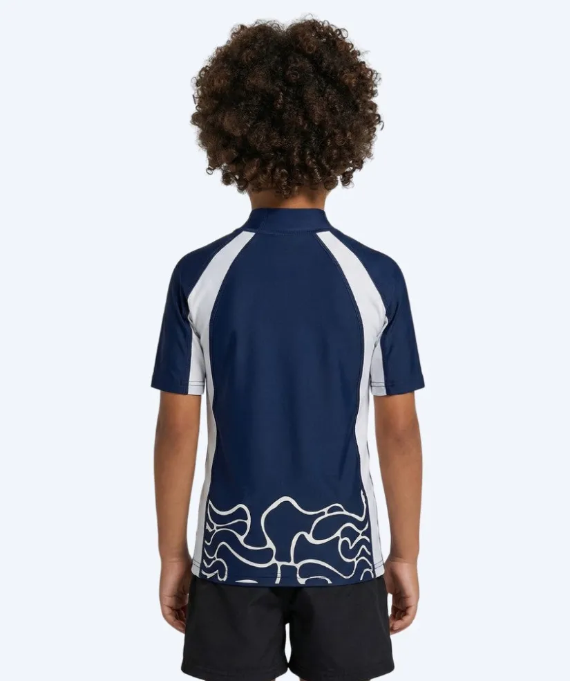 Discount Watery UV-trøje til børn - Chilton Kortærmet Rashguard - Mørkeblå/hvid