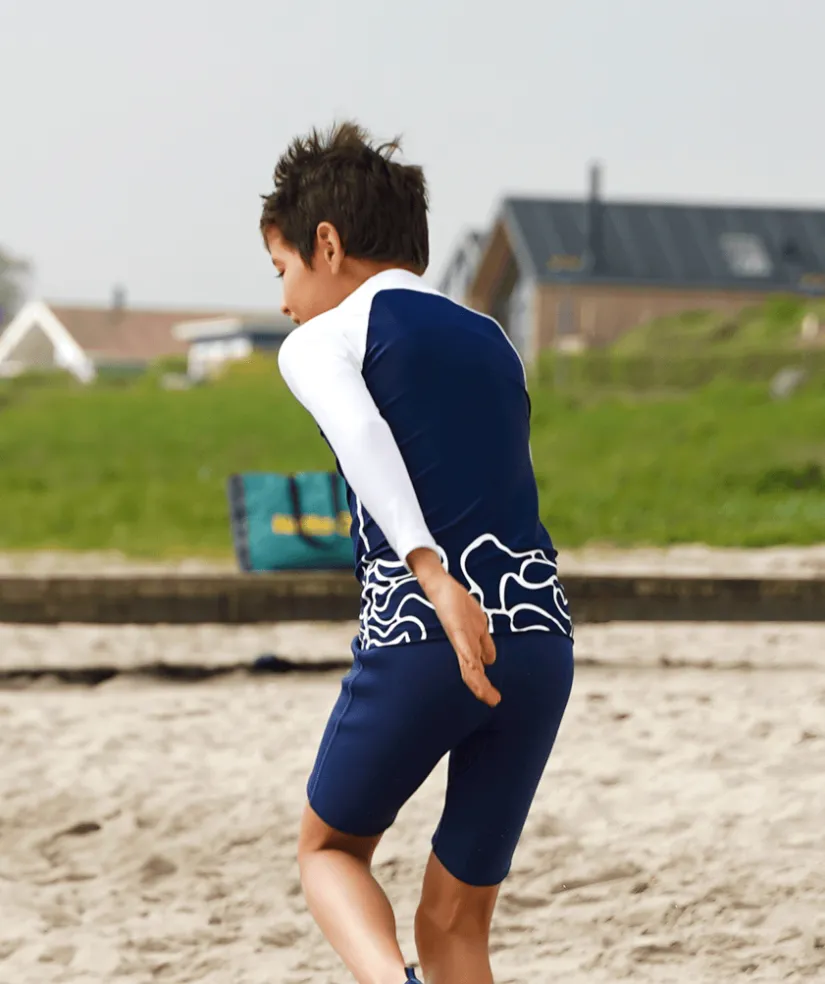 Best Watery UV-trøje til børn - Chilton Langærmet Rashguard - Mørkeblå/hvid