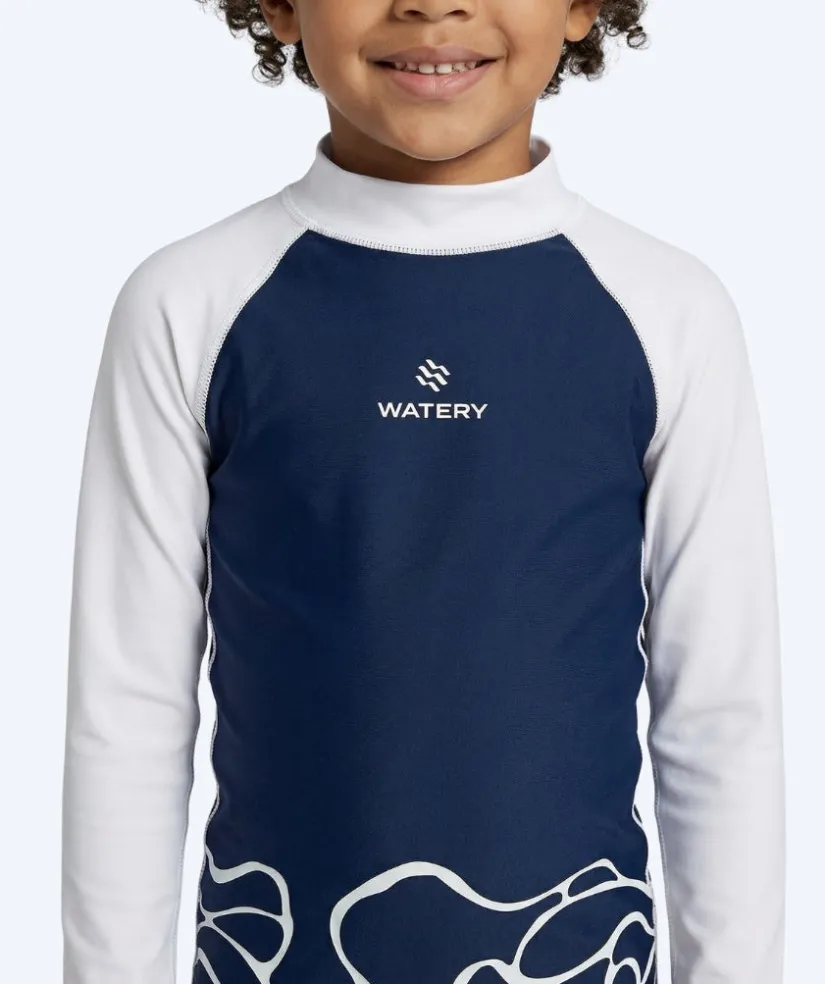 Best Watery UV-trøje til børn - Chilton Langærmet Rashguard - Mørkeblå/hvid
