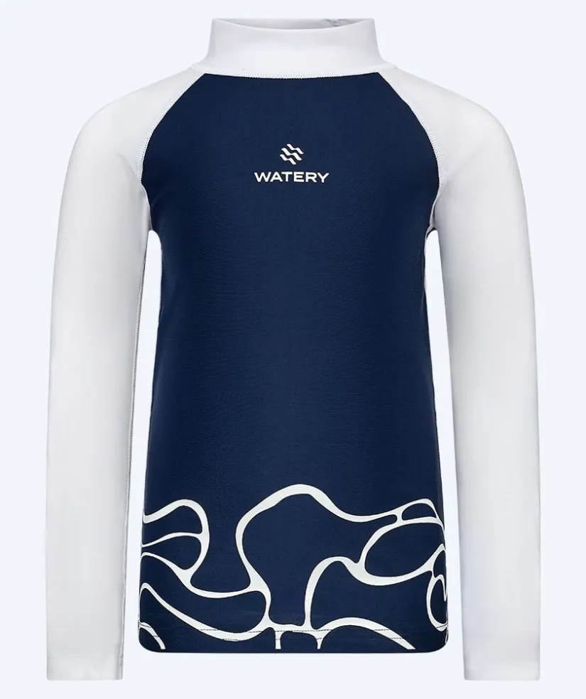 Best Watery UV-trøje til børn - Chilton Langærmet Rashguard - Mørkeblå/hvid