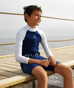 Best Watery UV-trøje til børn - Chilton Langærmet Rashguard - Mørkeblå/hvid