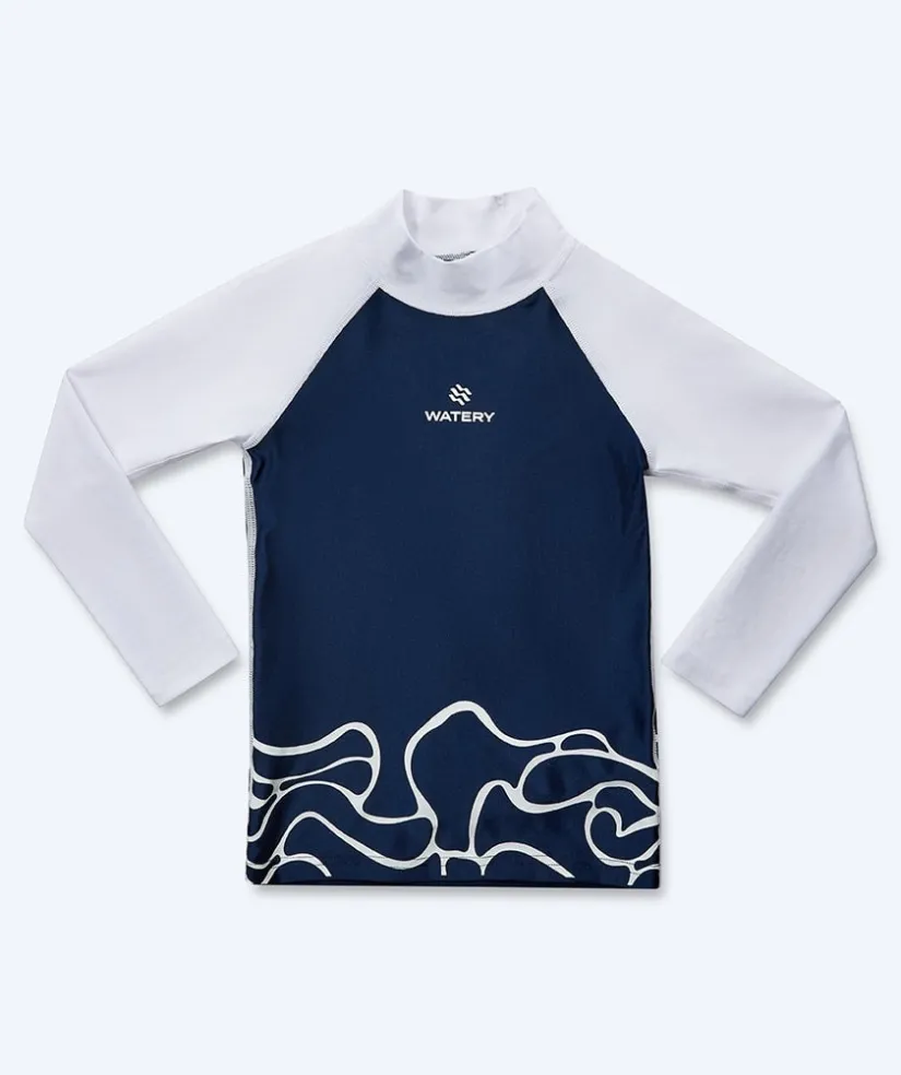 Best Watery UV-trøje til børn - Chilton Langærmet Rashguard - Mørkeblå/hvid