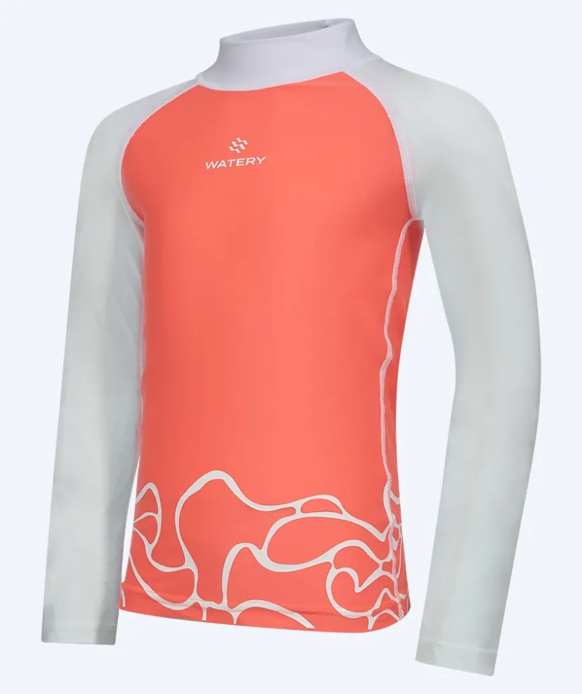 Sale Watery UV-trøje til børn - Chilton Langærmet Rashguard - Lyserød/hvid