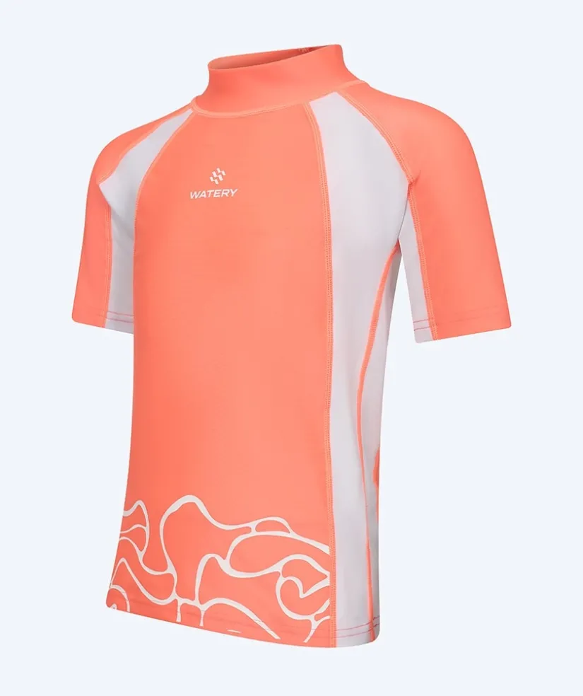 Sale Watery UV-trøje til børn - Chilton Kortærmet Rashguard - Lyserød/hvid