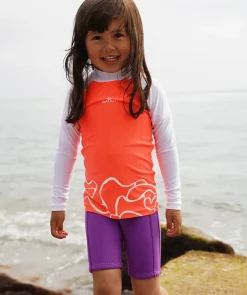 Sale Watery UV-trøje til børn - Chilton Kortærmet Rashguard - Lyserød/hvid