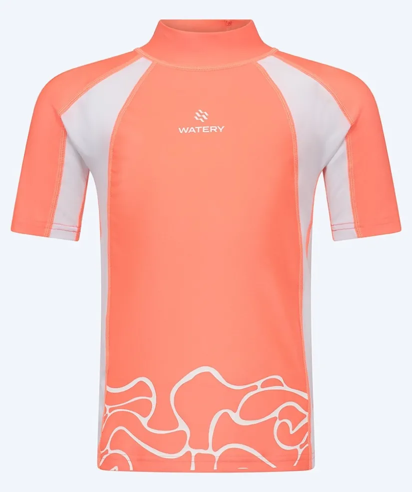Sale Watery UV-trøje til børn - Chilton Kortærmet Rashguard - Lyserød/hvid