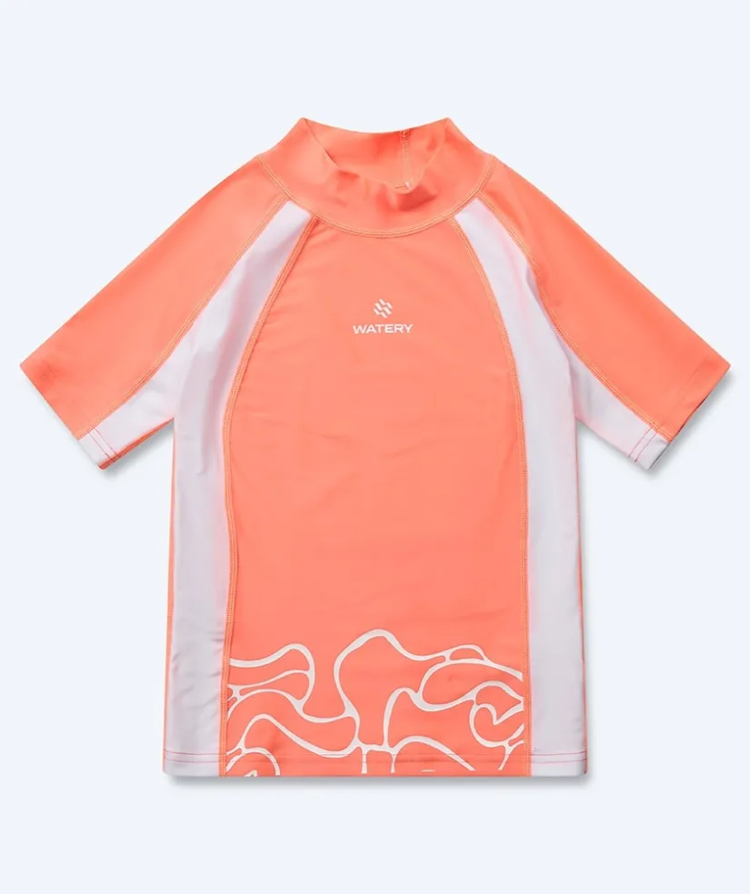 Sale Watery UV-trøje til børn - Chilton Kortærmet Rashguard - Lyserød/hvid