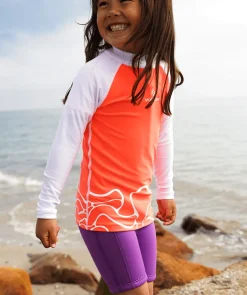 Sale Watery UV-trøje til børn - Chilton Kortærmet Rashguard - Lyserød/hvid
