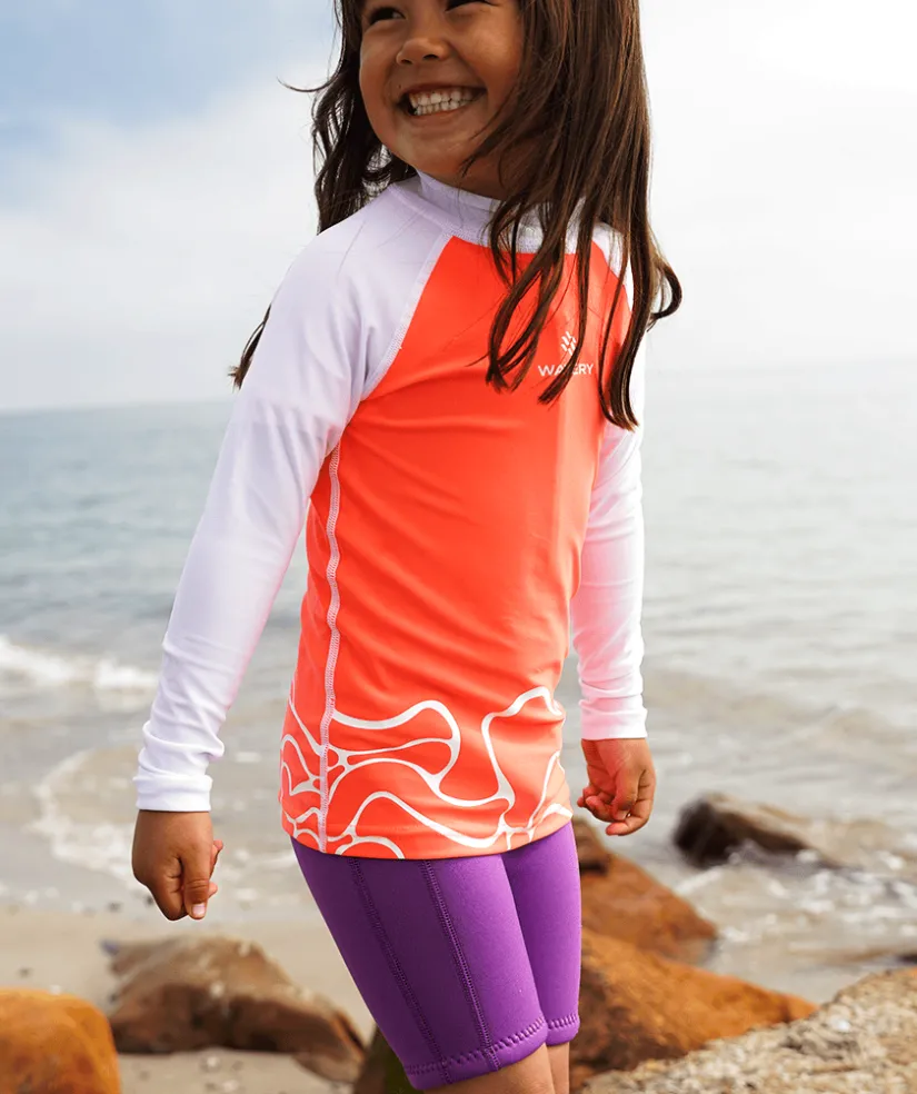Sale Watery UV-trøje til børn - Chilton Kortærmet Rashguard - Lyserød/hvid