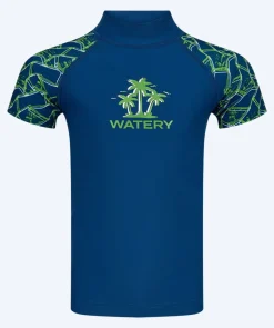 Discount Watery UV-trøje til børn - Katsu Kortærmet Rashguard - Grøn/mørkeblå