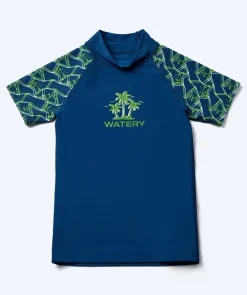 Discount Watery UV-trøje til børn - Katsu Kortærmet Rashguard - Grøn/mørkeblå