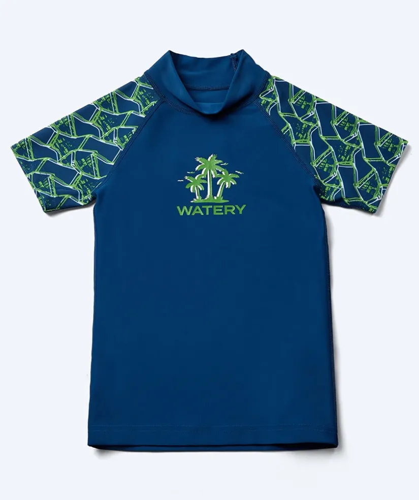 Discount Watery UV-trøje til børn - Katsu Kortærmet Rashguard - Grøn/mørkeblå