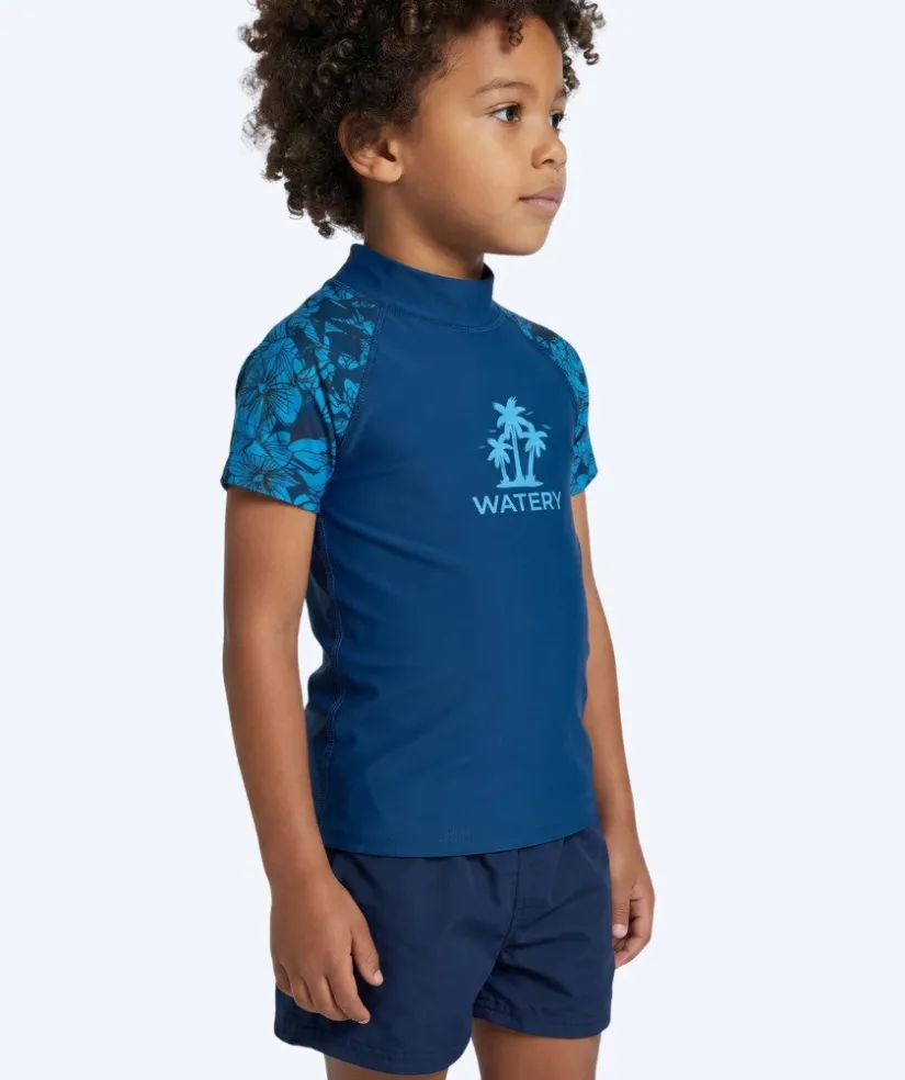New Watery UV-trøje til børn - Katsu Kortærmet Rashguard - Blå/mørkeblå