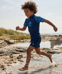 New Watery UV-trøje til børn - Katsu Kortærmet Rashguard - Blå/mørkeblå