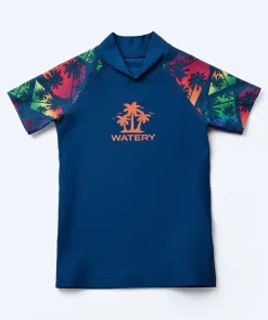 Online Watery UV-trøje til børn - Katsu Kortærmet Rashguard - Multi/mørkeblå