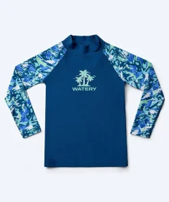 Online Watery UV-trøje til børn - Katsu Langærmet Rashguard - Lyseblå/mørkeblå