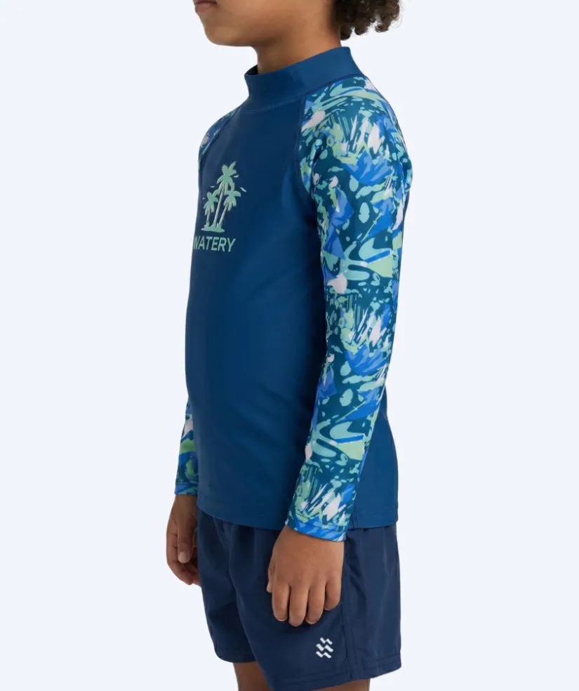 Online Watery UV-trøje til børn - Katsu Langærmet Rashguard - Lyseblå/mørkeblå