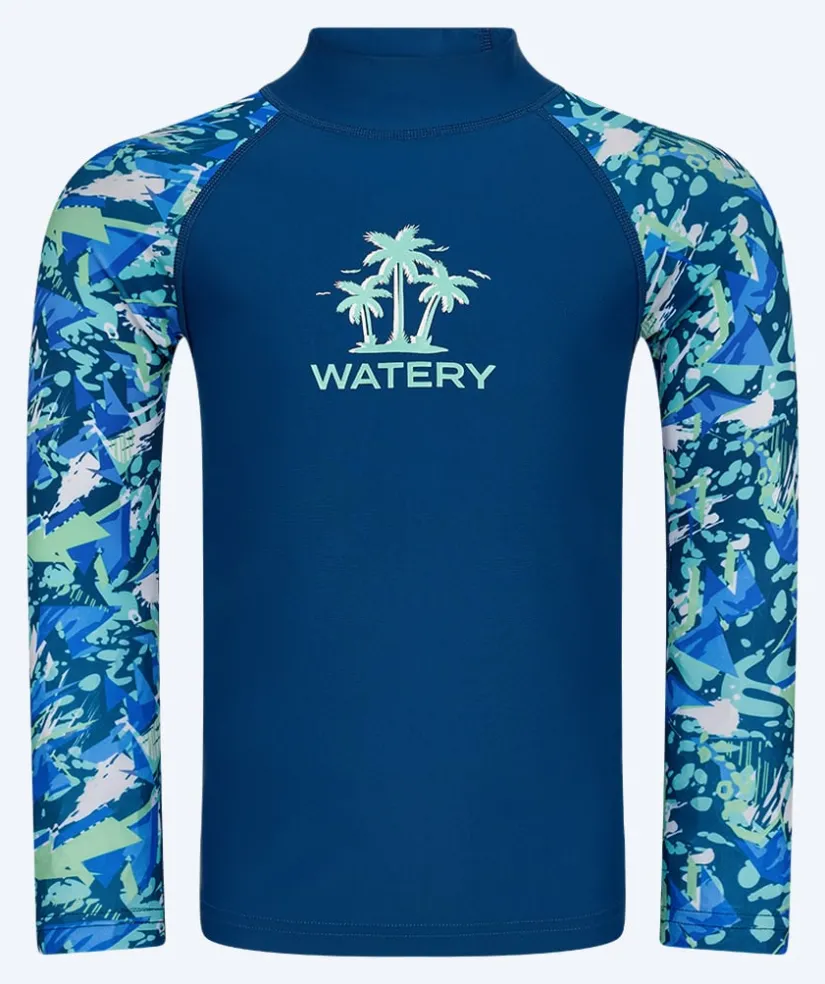 Online Watery UV-trøje til børn - Katsu Langærmet Rashguard - Lyseblå/mørkeblå