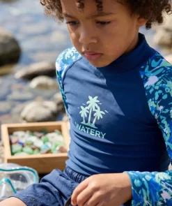 Online Watery UV-trøje til børn - Katsu Langærmet Rashguard - Lyseblå/mørkeblå