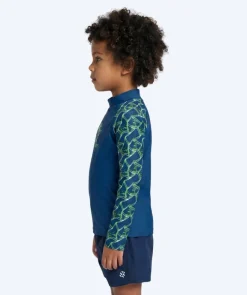 Clearance Watery UV-trøje til børn - Katsu Langærmet Rashguard - Grøn/mørkeblå