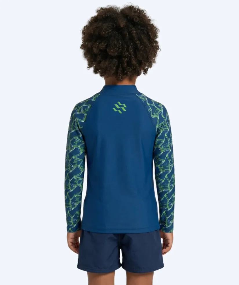 Clearance Watery UV-trøje til børn - Katsu Langærmet Rashguard - Grøn/mørkeblå