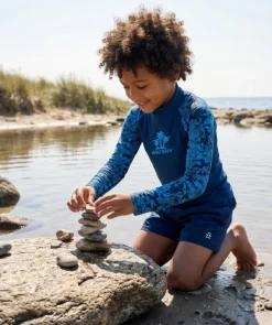 Hot Watery UV-trøje til børn - Katsu Langærmet Rashguard - Blå/mørkeblå