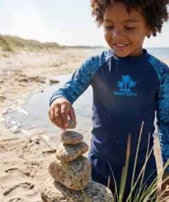 Hot Watery UV-trøje til børn - Katsu Langærmet Rashguard - Blå/mørkeblå