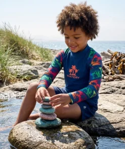 Best Watery UV-trøje til børn - Katsu Langærmet Rashguard - Multi/mørkeblå