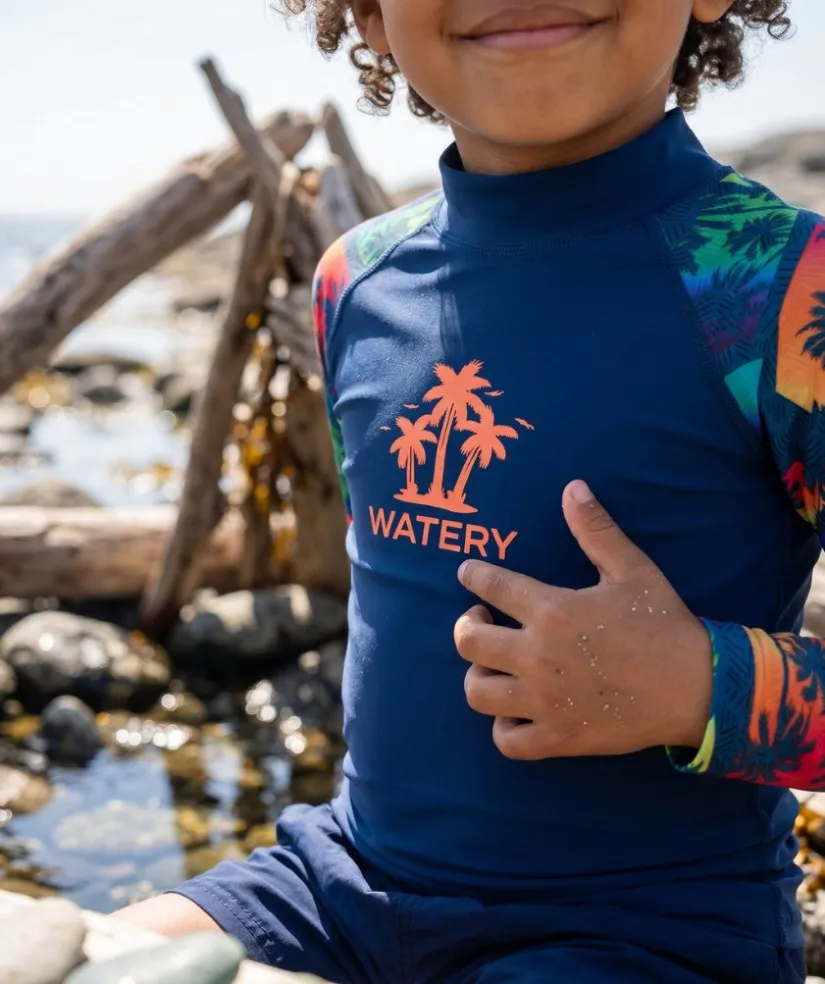 Best Watery UV-trøje til børn - Katsu Langærmet Rashguard - Multi/mørkeblå