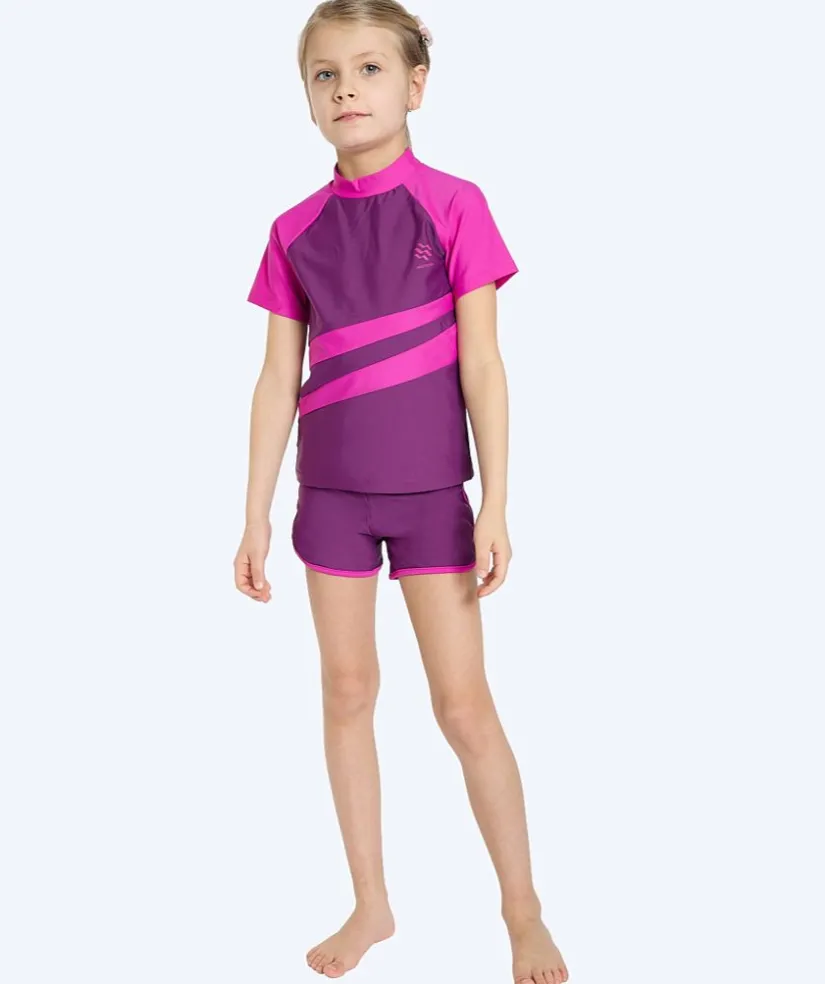 Clearance Watery UV-trøje til børn - Manami Kortærmet Rashguard - Lilla