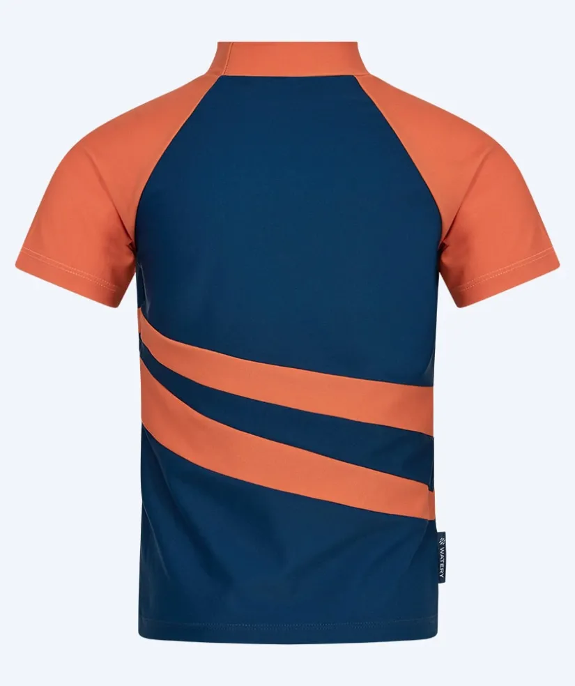 Watery UV-trøje til børn - Manami Kortærmet Rashguard - Orange/blå