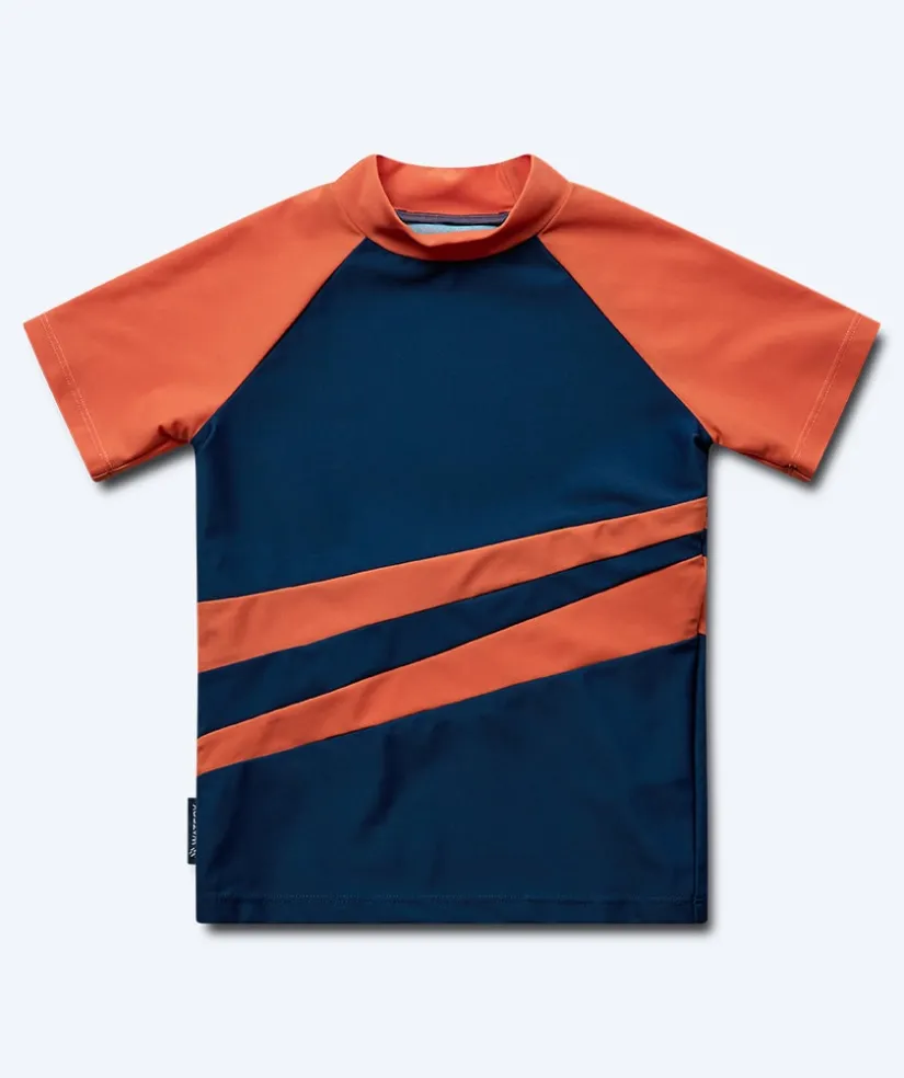 Watery UV-trøje til børn - Manami Kortærmet Rashguard - Orange/blå