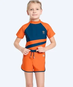 Watery UV-trøje til børn - Manami Kortærmet Rashguard - Orange/blå