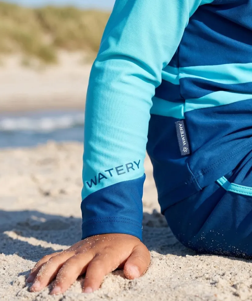 New Watery UV-trøje til børn - Manami Langærmet Rashguard - Atlantic Blue