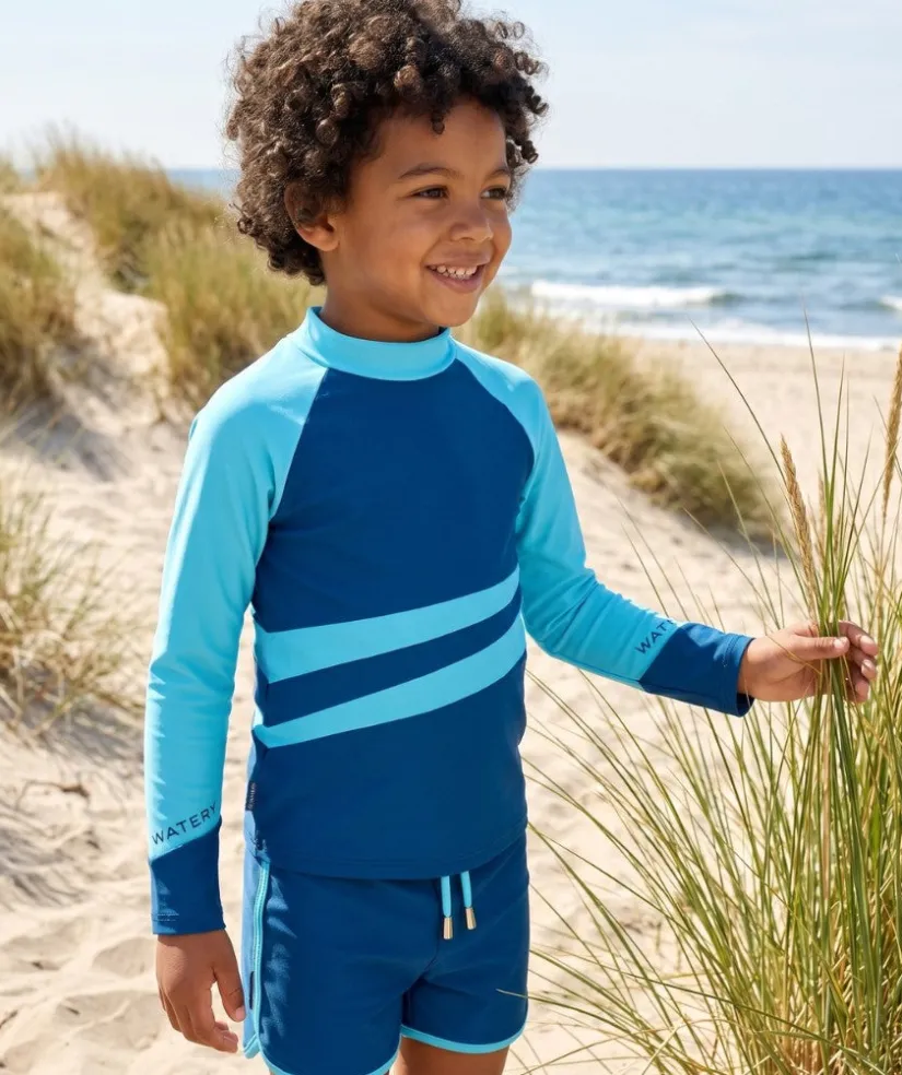 New Watery UV-trøje til børn - Manami Langærmet Rashguard - Atlantic Blue
