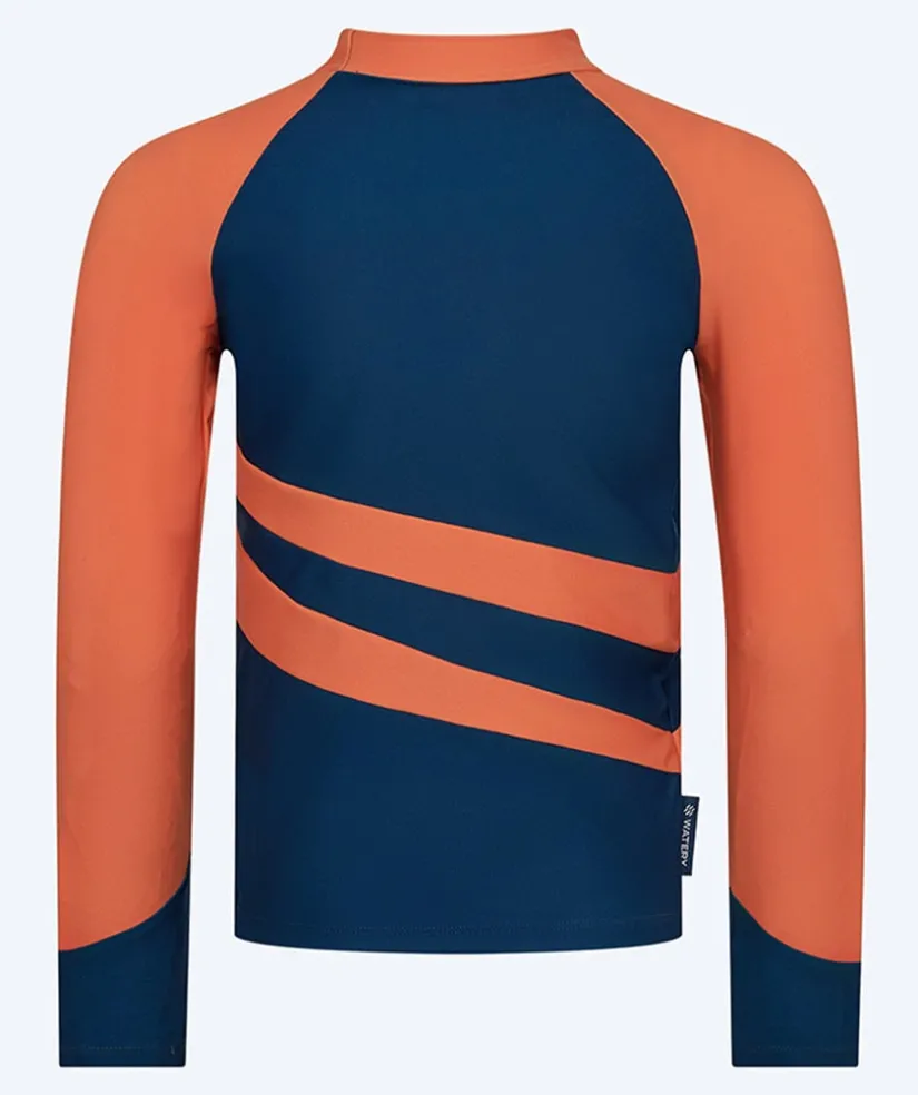 Outlet Watery UV-trøje til børn - Manami Langærmet Rashguard - Orange/blå