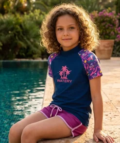 Best Watery UV-trøje til børn - Osiris Kortærmet Rashguard - Multi/mørkeblå