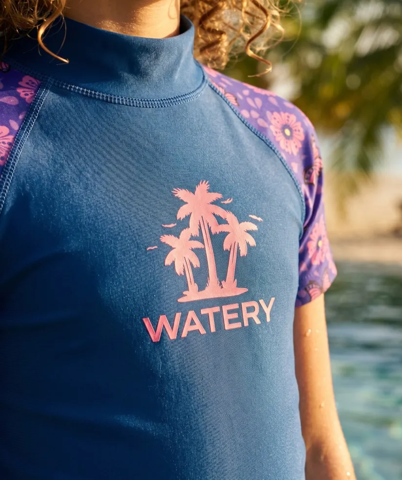 Online Watery UV-trøje til børn - Osiris Kortærmet Rashguard - Lilla/mørkeblå